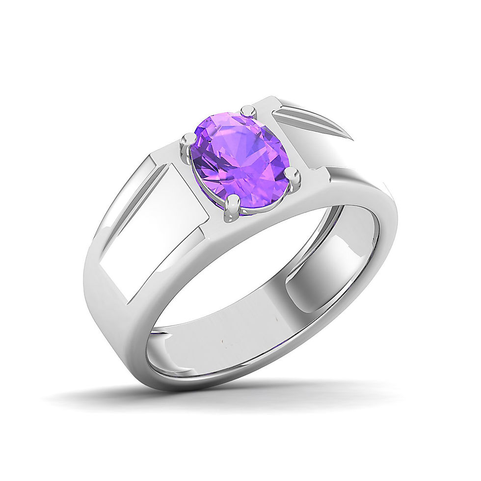 Thumbnail: Unisex Amethyst Splendor Ring, Minimalist 14K Gold Amethyst Ring, February Birth