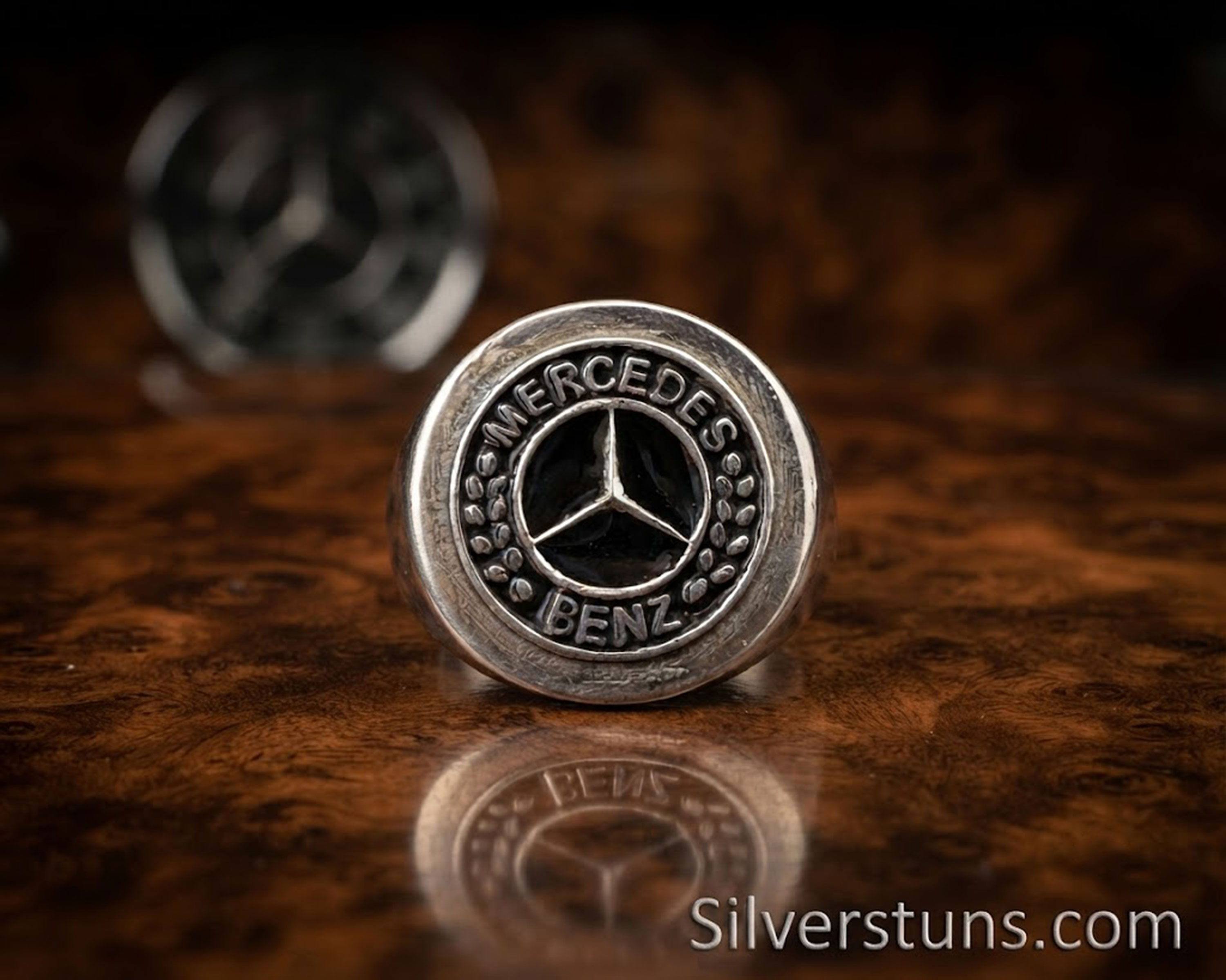 Mercedes Benz ring, 925 sterling silver, latest design 3d, Mercedes man's ring
