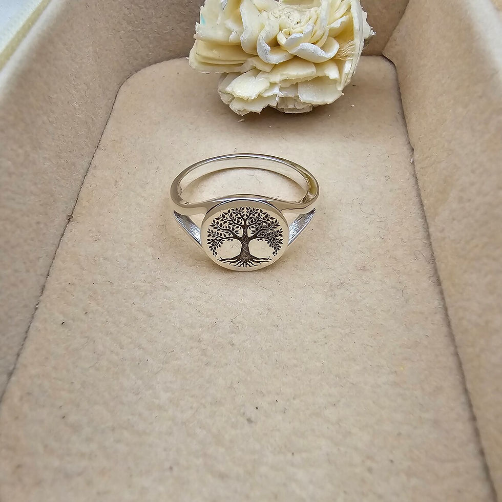 Thumbnail: Tree Of Life Ring Tree Signet Ring Engraved Rings Gift for Mom Evergreen Ring