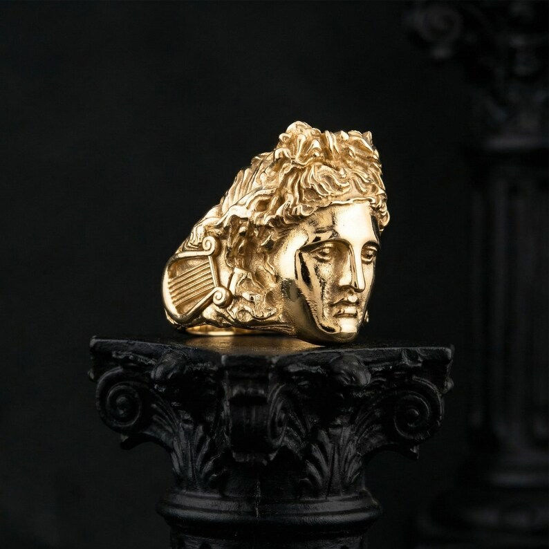 Thumbnail: 14K Gold Apollo Ring Greek Mythology Sculpted Statement Jewelry