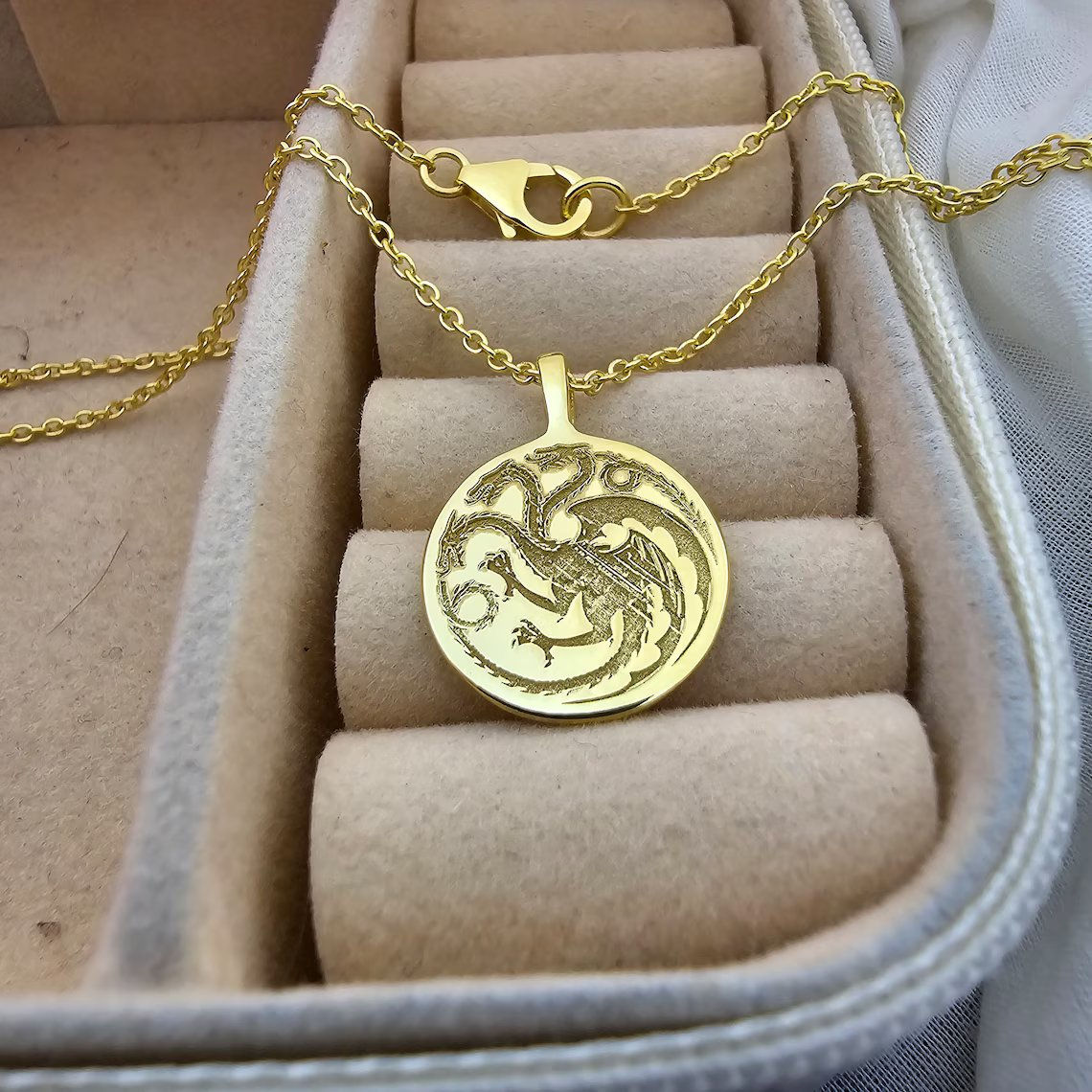 14K Gold Game Of Thrones, Dracarys Targaryen Mother Of Dragon Pendant