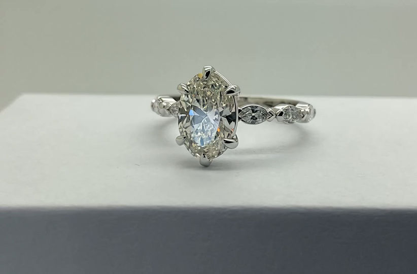 Handmade diamond ring made at the Cleveland goldsmith studio