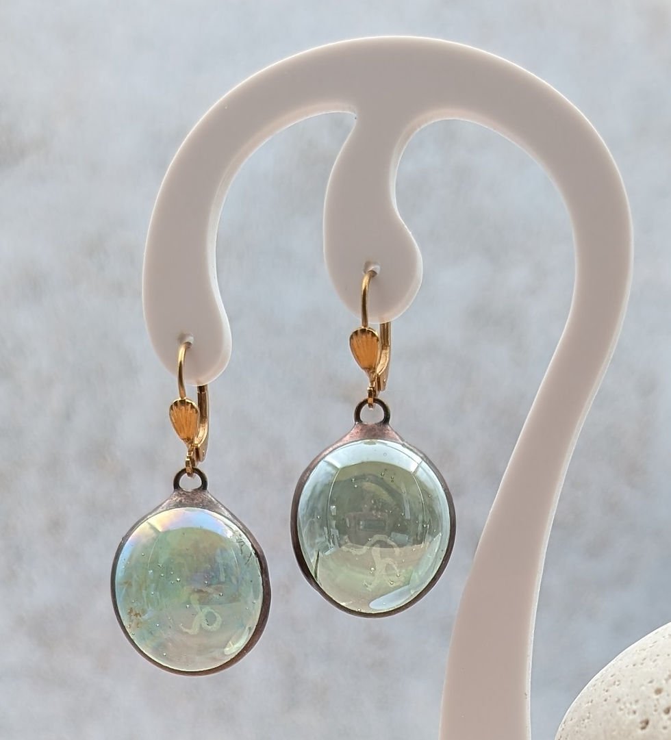 Miniatura: Parure larme de cristal vert d'eau et nacre