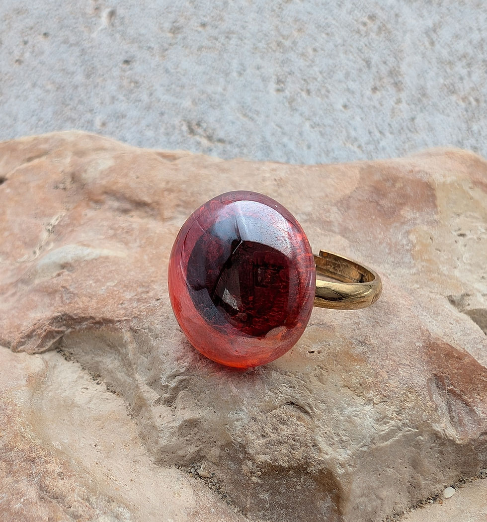 Miniatura: bague en verre de couleur rouge, collectionTalya Larme de Cristal