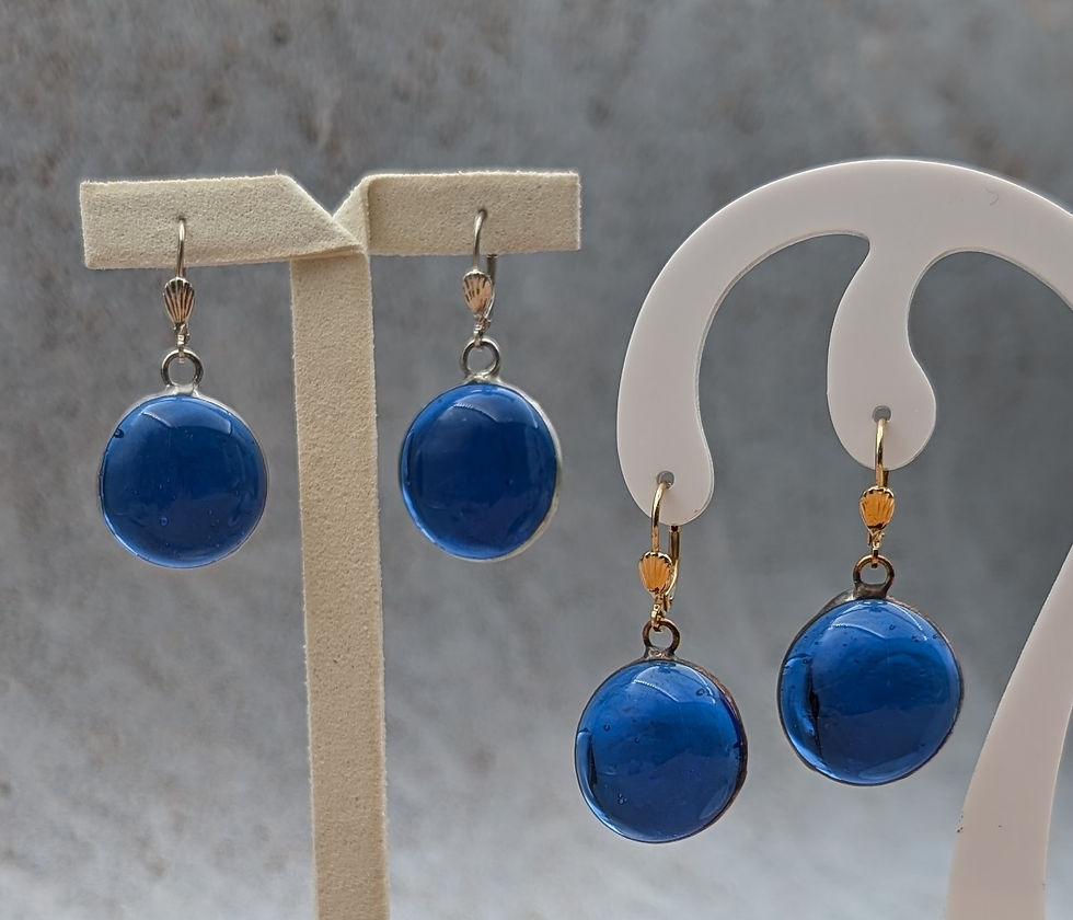 Miniatura: Boucle d'oreille rouge, bleue marine ou vert d'eau en verre