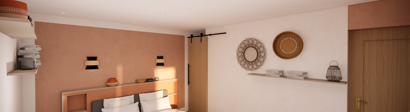 Chambre inspiration Marrakech, terracotta et couleurs terres