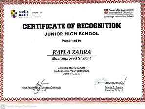 Demonstrated significant academic advancement and awarded with the Most Improved Student in Junior High School.