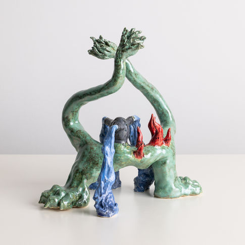 Inner Mercury (that is both one and yet is composed of three streams), 2022, glazed ceramic, metal oxides, 34x32x22 cm