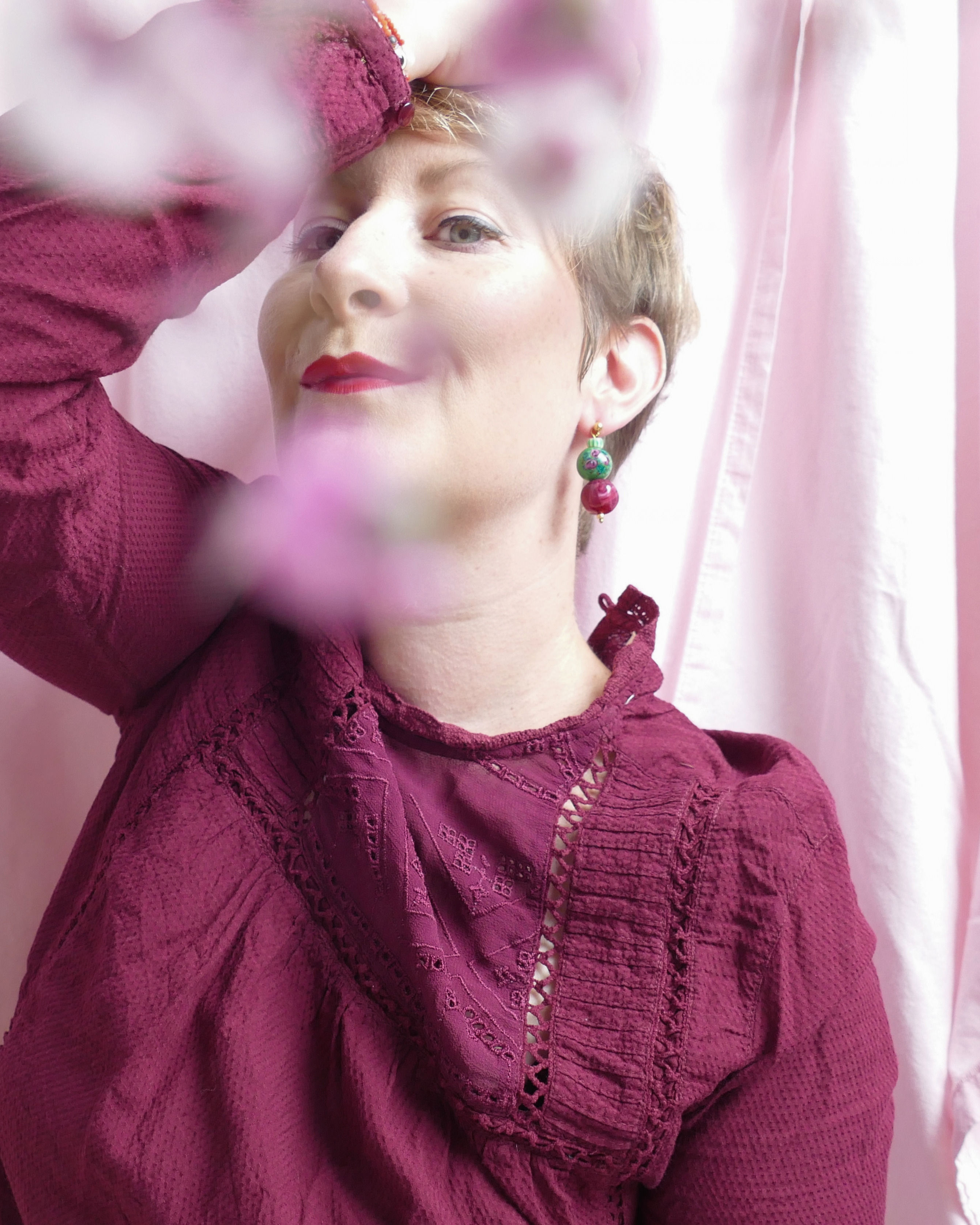 Boucles d'oreilles MARITHE - vert & prune