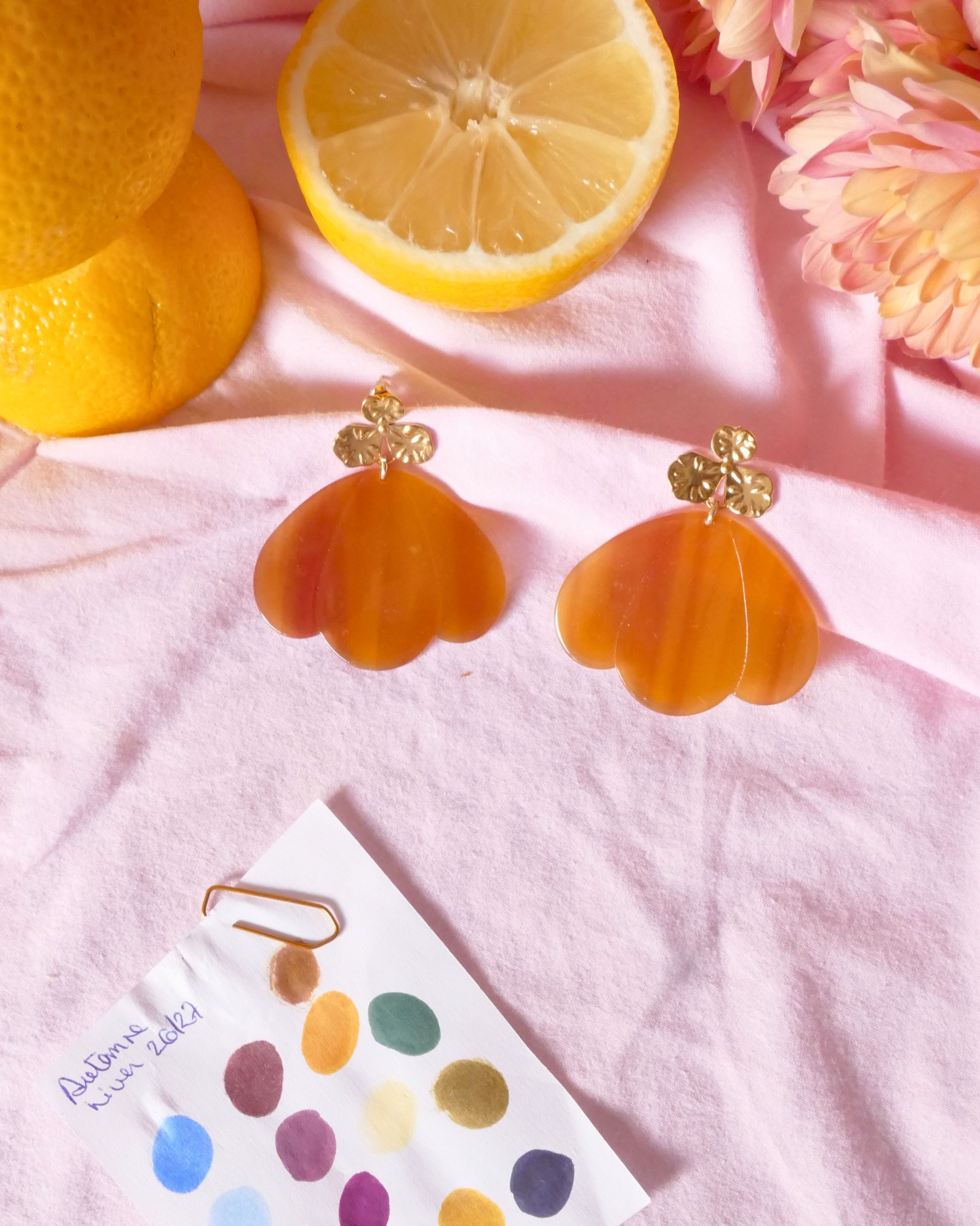 Boucles d'oreilles DAHLIA - fauve