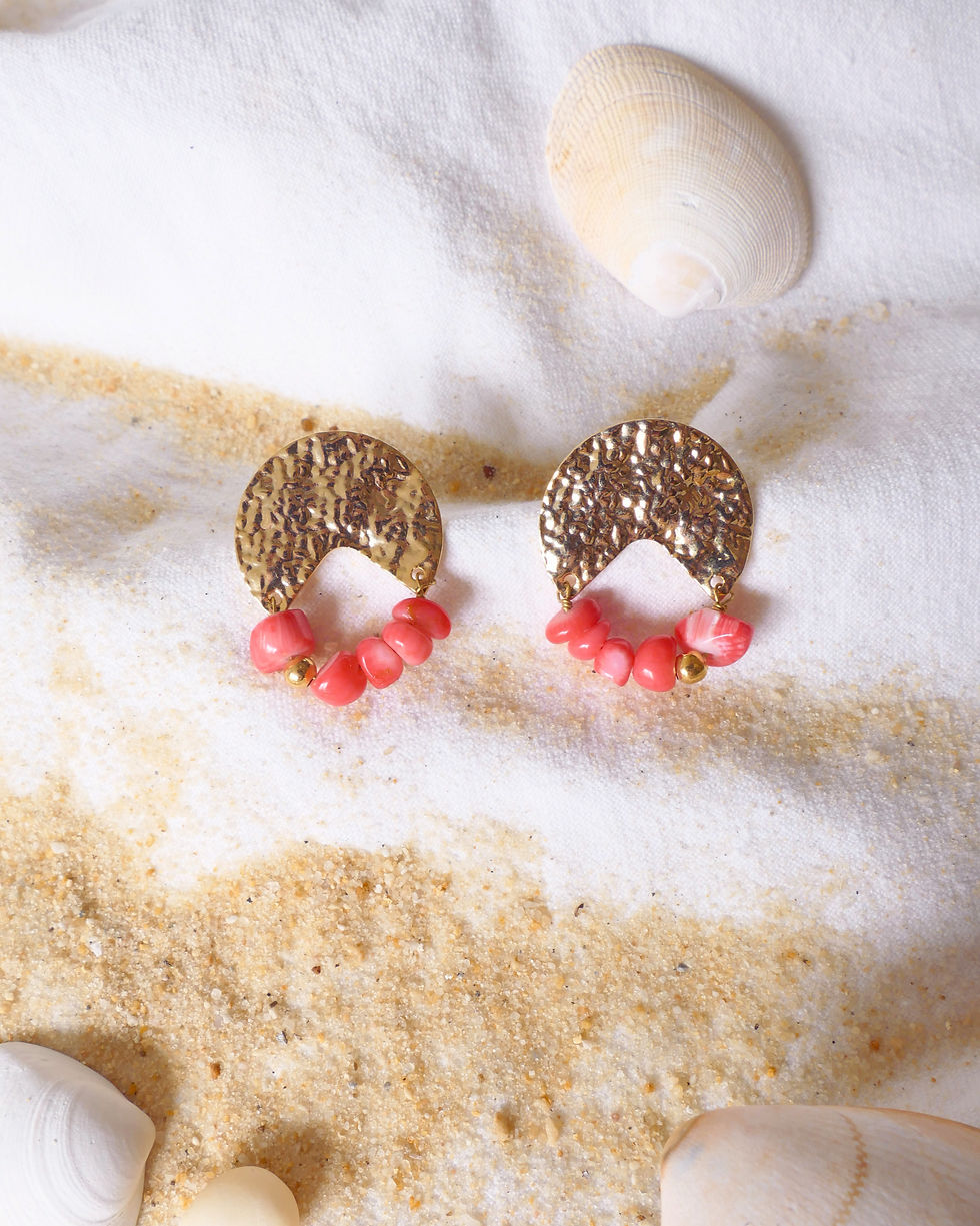 Miniature : Boucles d'oreilles Mona-corail