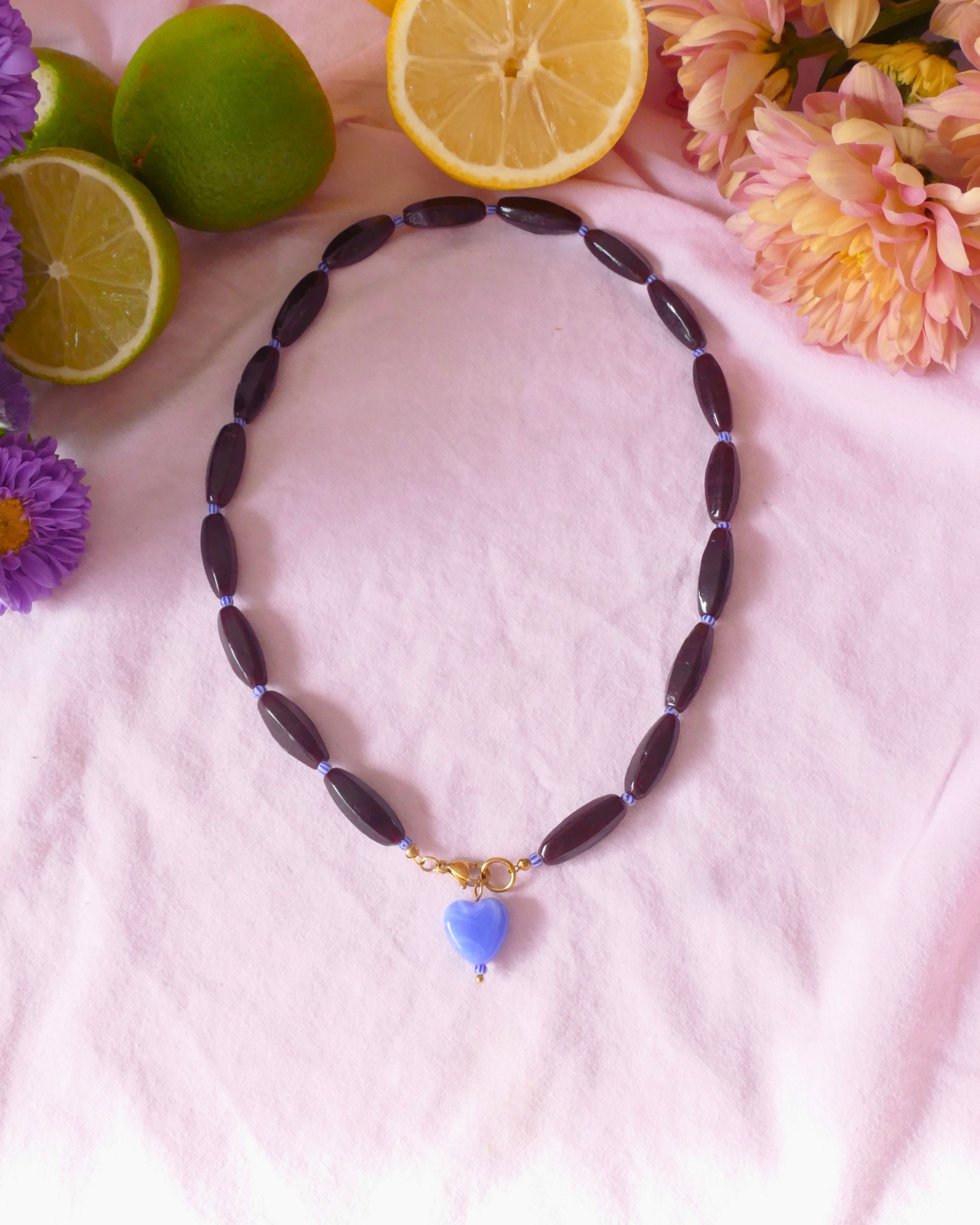 Collier SUZETTE - chocolat & bleu