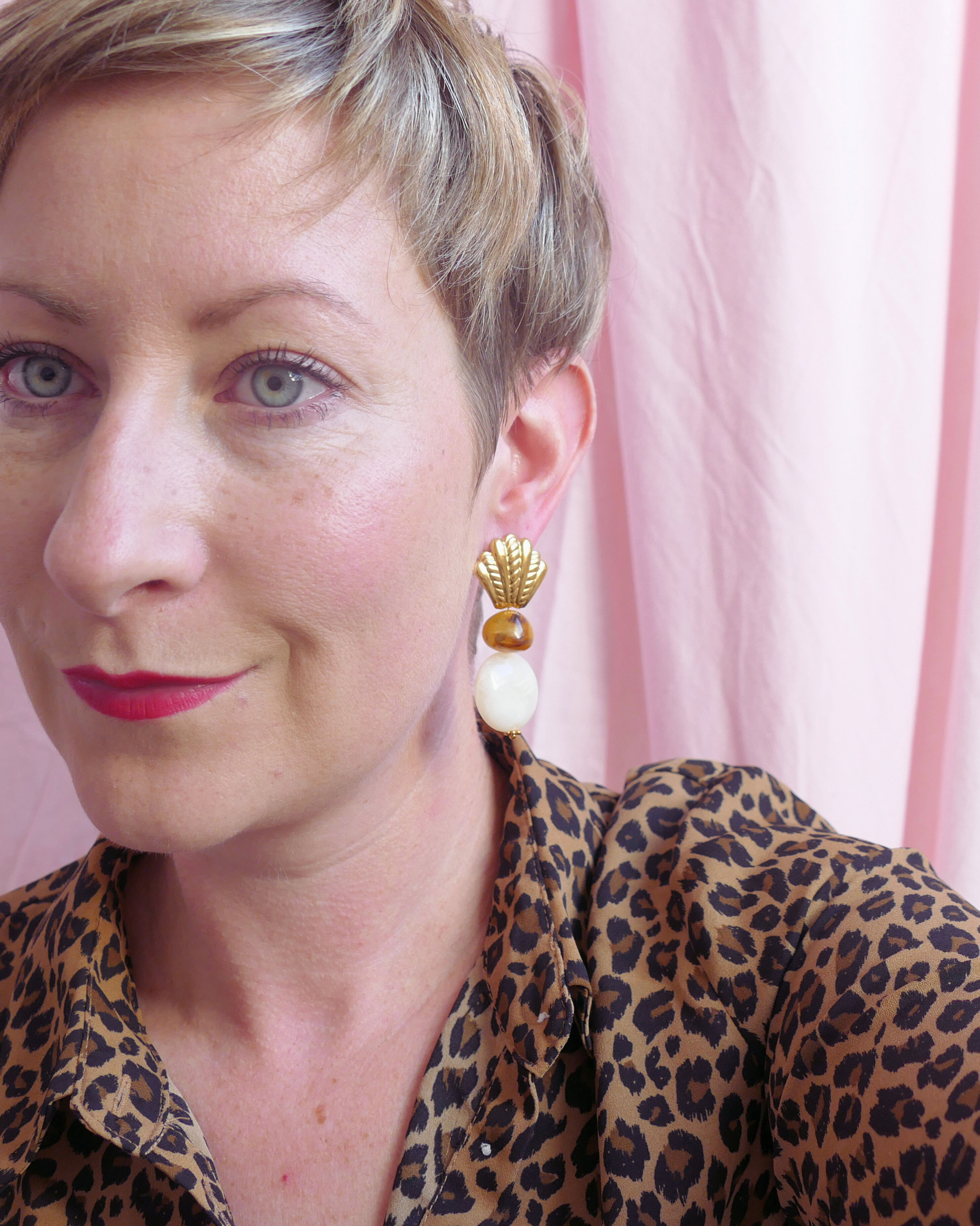 Boucles d'oreilles BARBARA - crème et miel