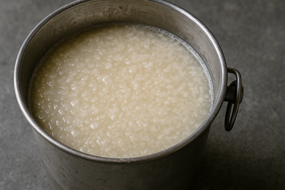 the rough and coarse texture of nigori sake, also known as cloudy sake