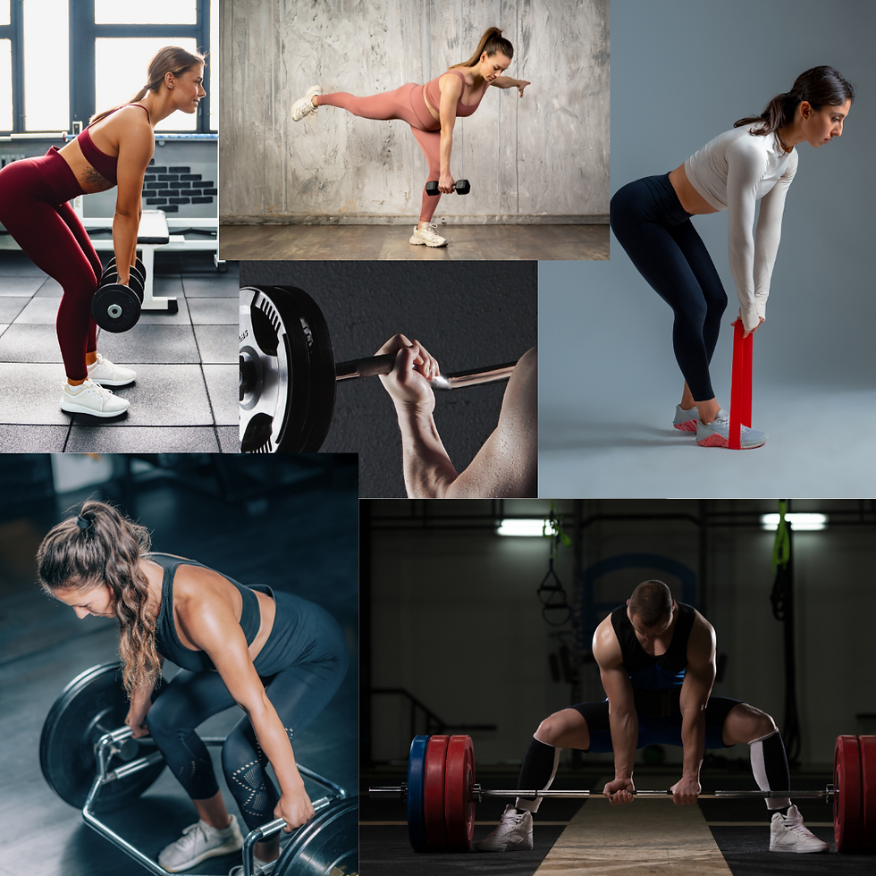 Collage of ways to deadlift...and bicep curls