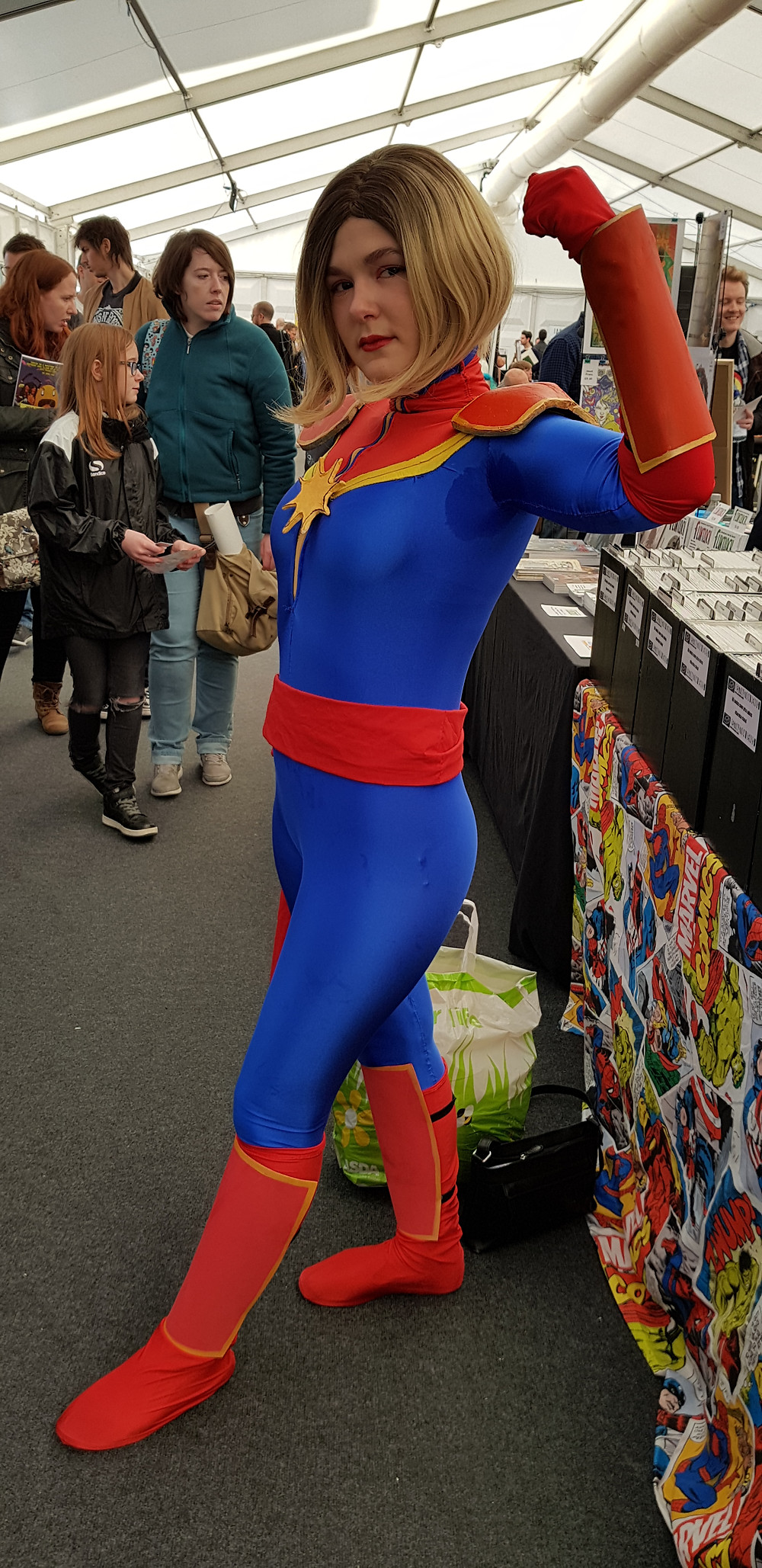 A friend of the shop in Captain Marvel Cosplay from Thought Bubble 2017