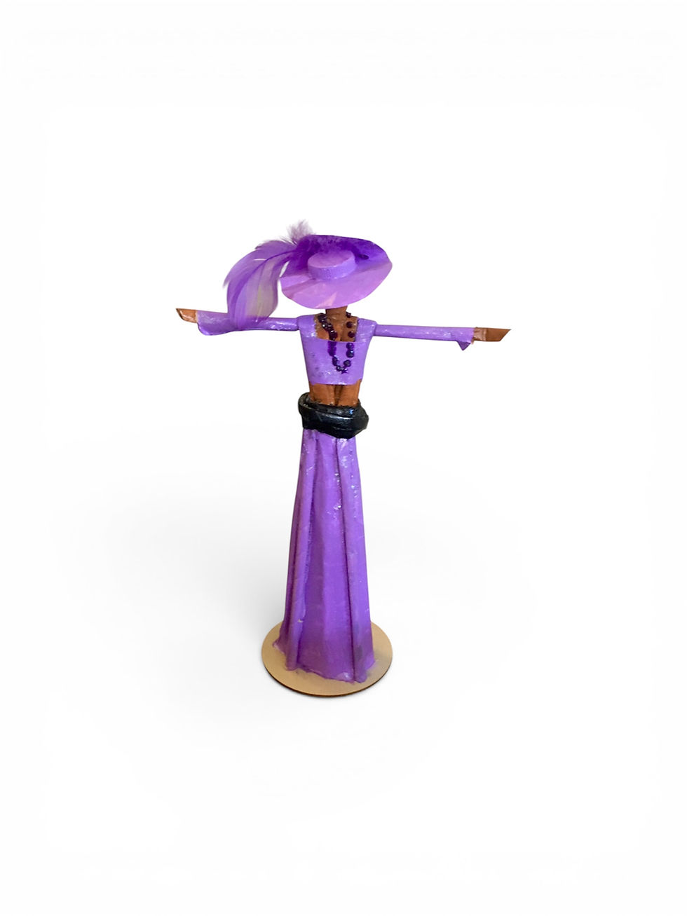 Cape Verdean newspaper doll Nha Lillian in a purple dress