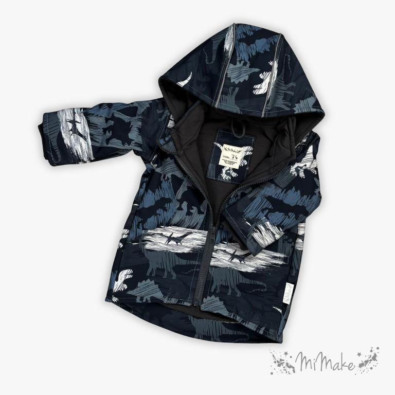 Handgefertigte Softshelljacke Gr. 74 ScratchDino von MiMake – Vorderansicht
