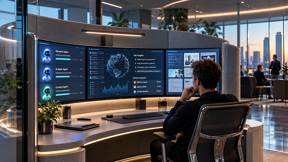 Futuristic Office Pod with AI Workstation