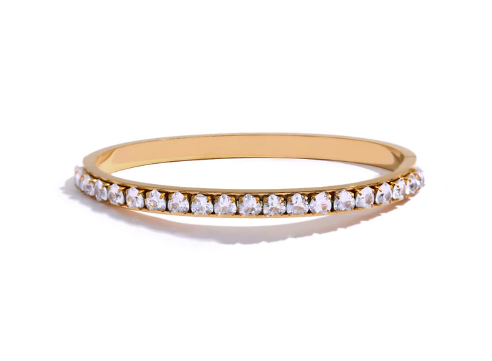 Thumbnail: Little Diamonds Heart  Bangle Bracelet