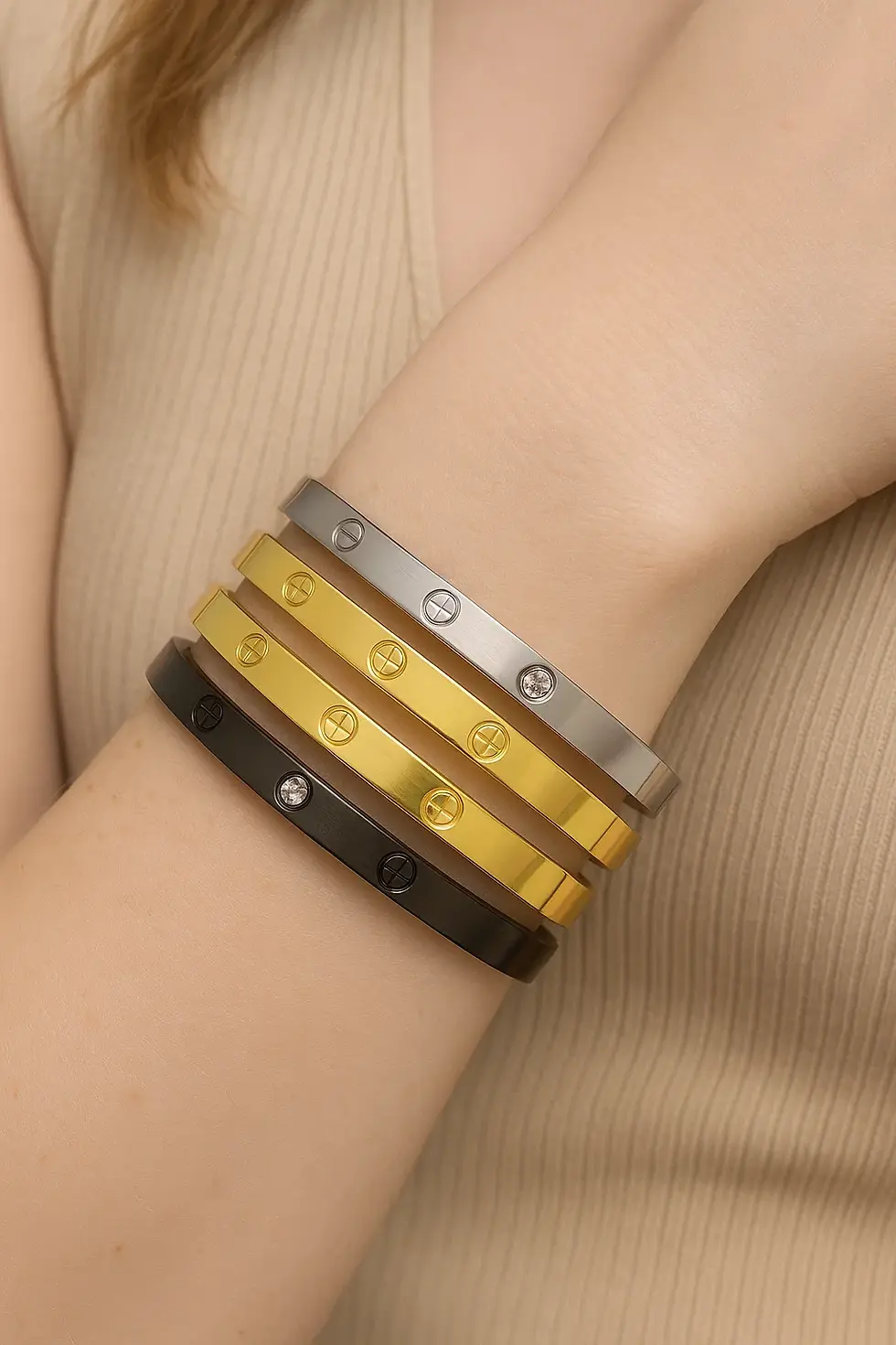 Thumbnail: Elegant Stackable Thicker  Bangle Bracelet