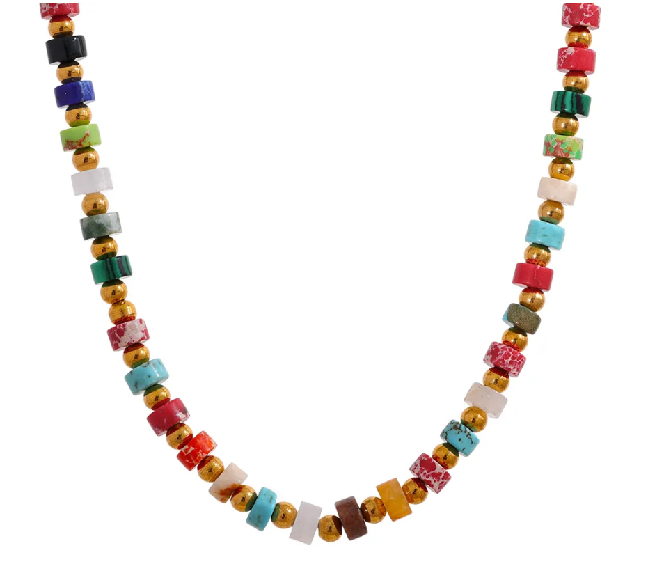 Thumbnail: Dainty Multicolor Beaded Necklace for Layering
