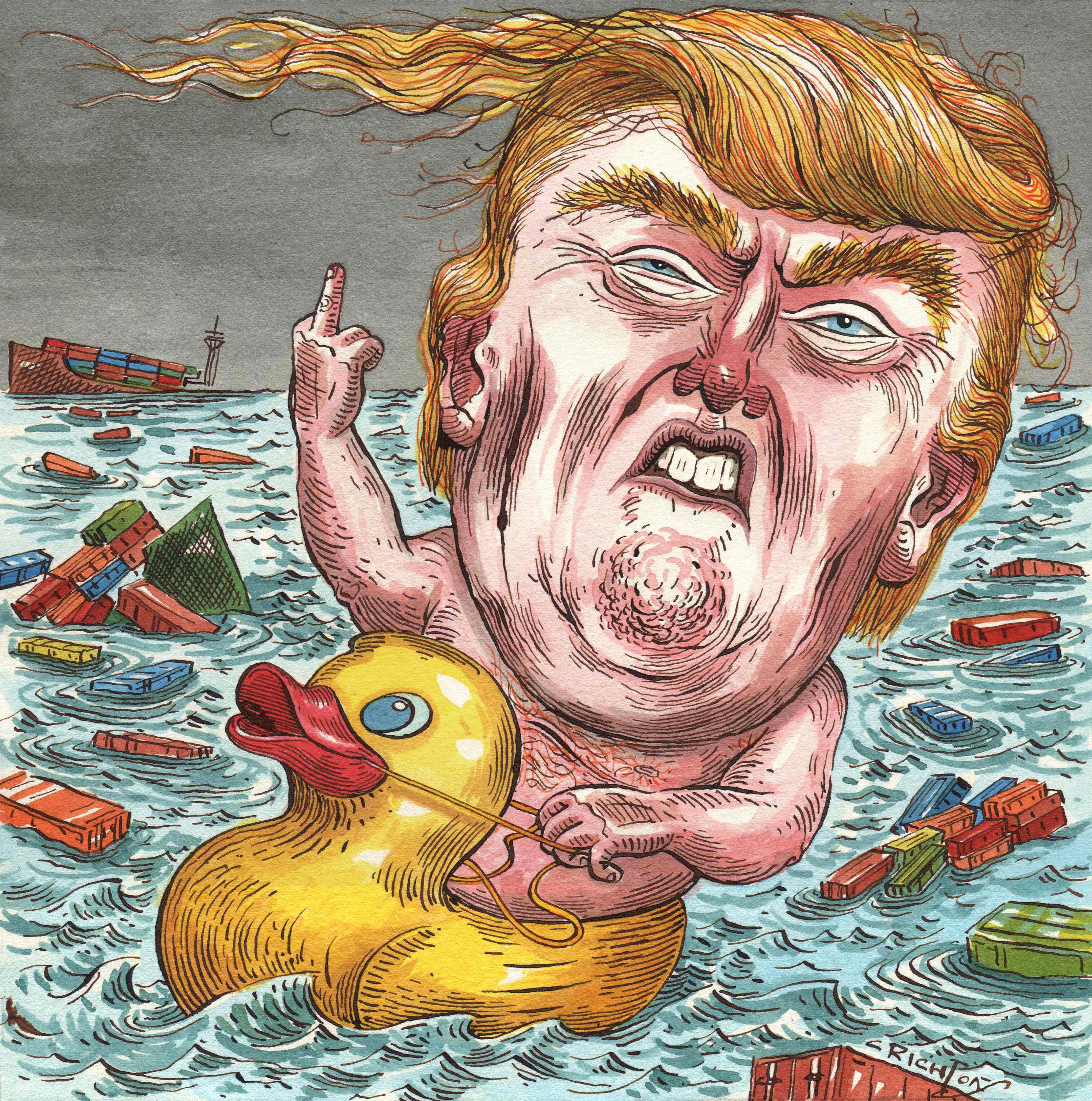 Trump as a baby in rubber ducky