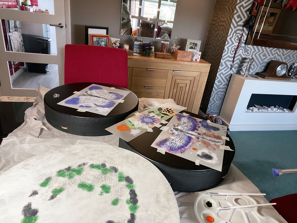 Thumbnail: Remo Bahia Bass Buffalo Drum 16” Hand Decorated