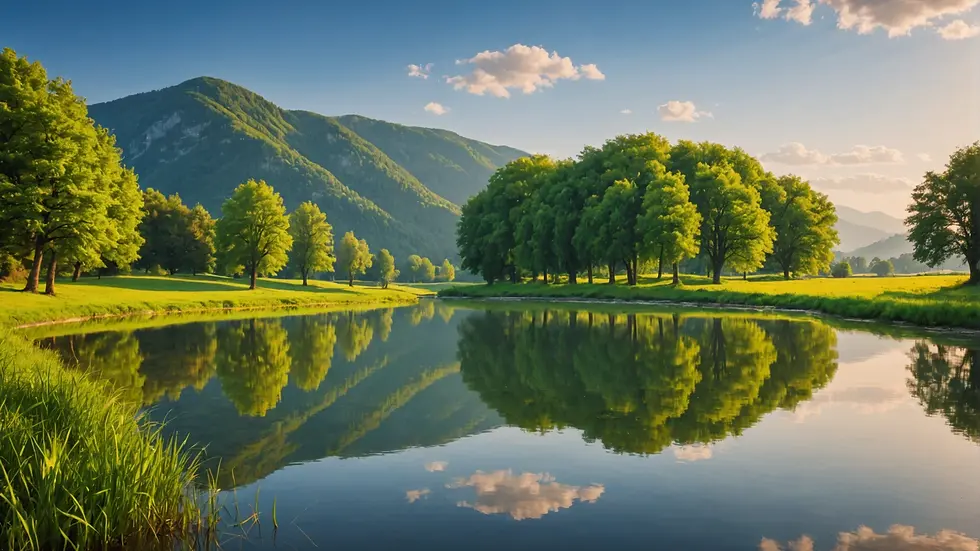 A peaceful landscape reflecting calmness and tranquility