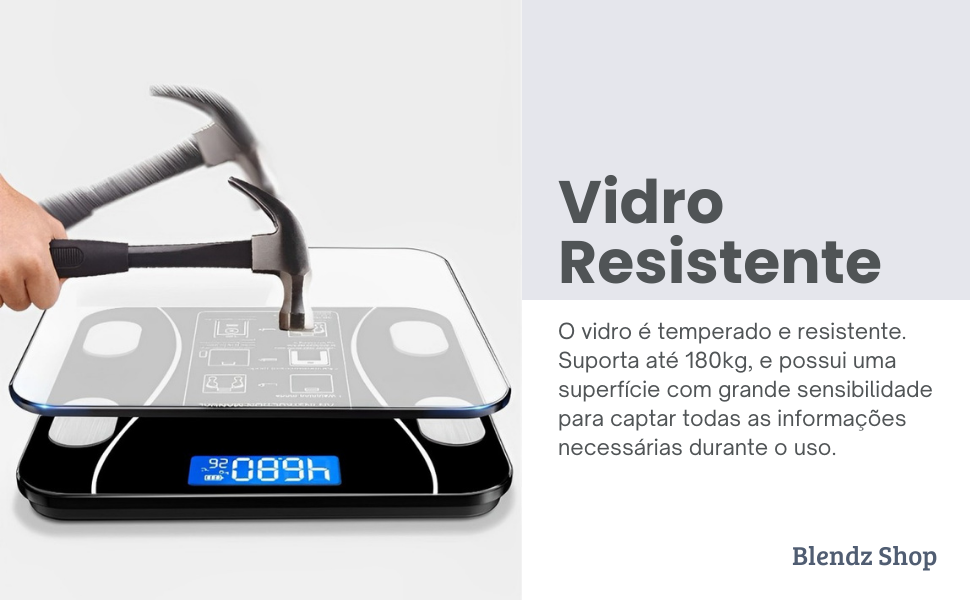 Miniatura: Balança Corporal Inteligente Bluetooth Profissional – Até 180kg com App