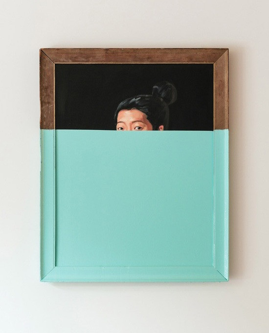 “Without a Doubt Part 2” | Oliver Jeffers | oil on canvas dipped in enamel | DIY thriftstore art