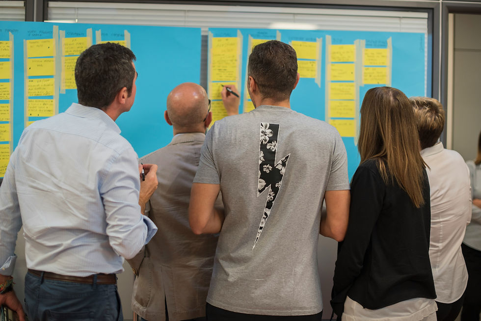 Group collaborating in strategic planning workshop
