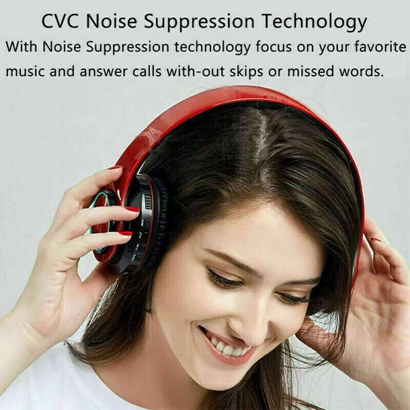 Thumbnail: Bluetooth Headphones RGB Lighting Noise Cancellation Foldable Headsets Over Ear 