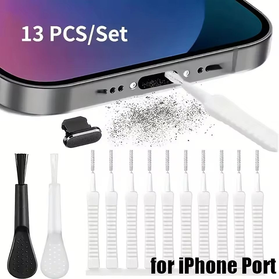 Thumbnail: Mobile Phone Speaker Charging Port Cleaning Set Dust Plug for iPhone 16 15 14 Ea