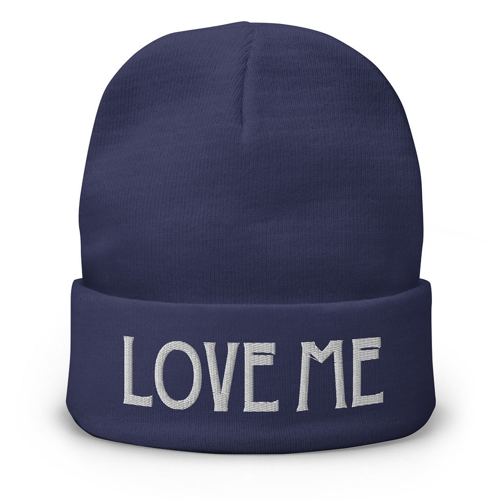 Thumbnail: LOVE ME Embroidered Beanie w/ White Embroidery (more colours)