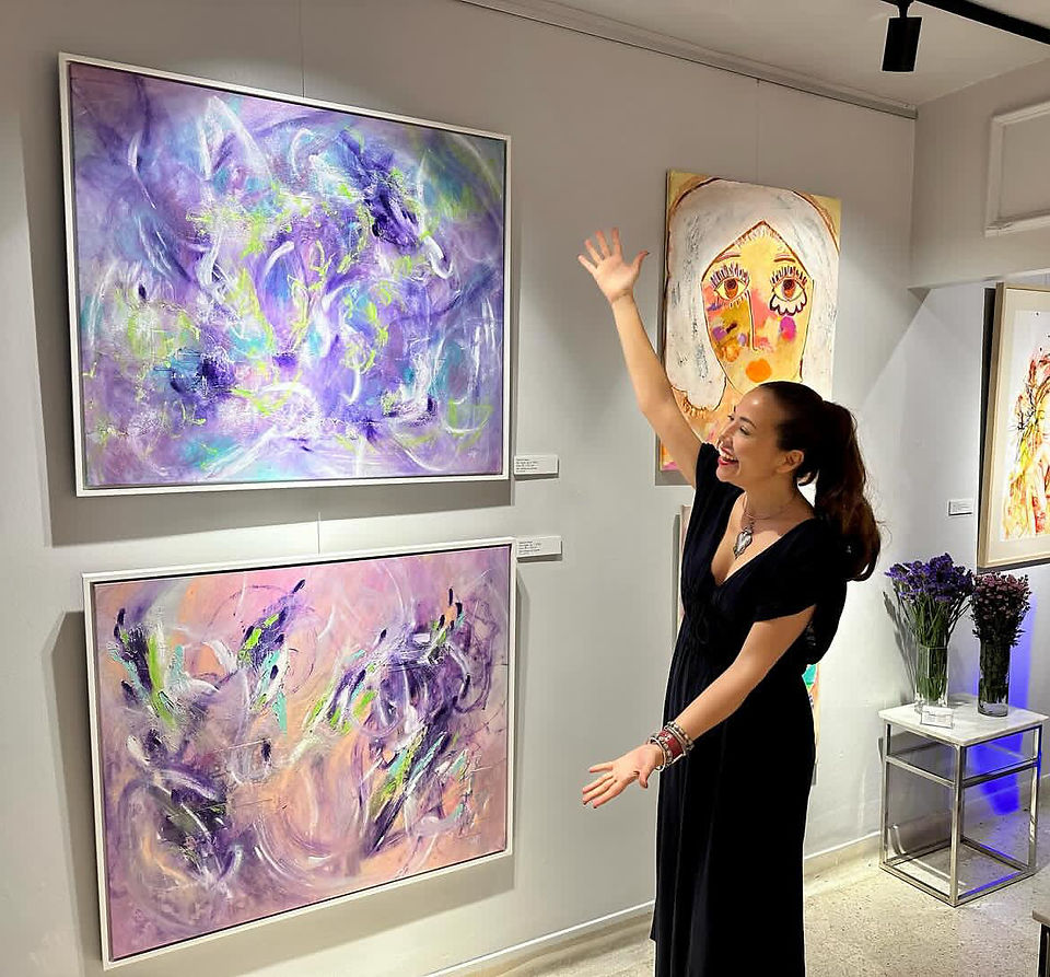 Susanna enjoying my paintings