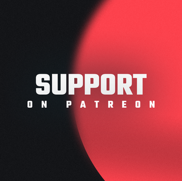 A blurred Patreon logo behind text: Support on Patreon.