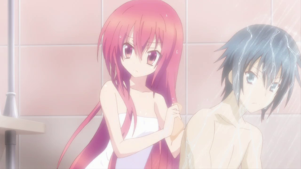 Claire washes Kamito's back. (TNK)