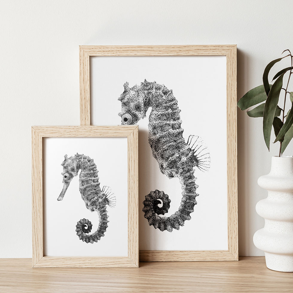 Thumbnail: Seahorse Dotwork Art Print