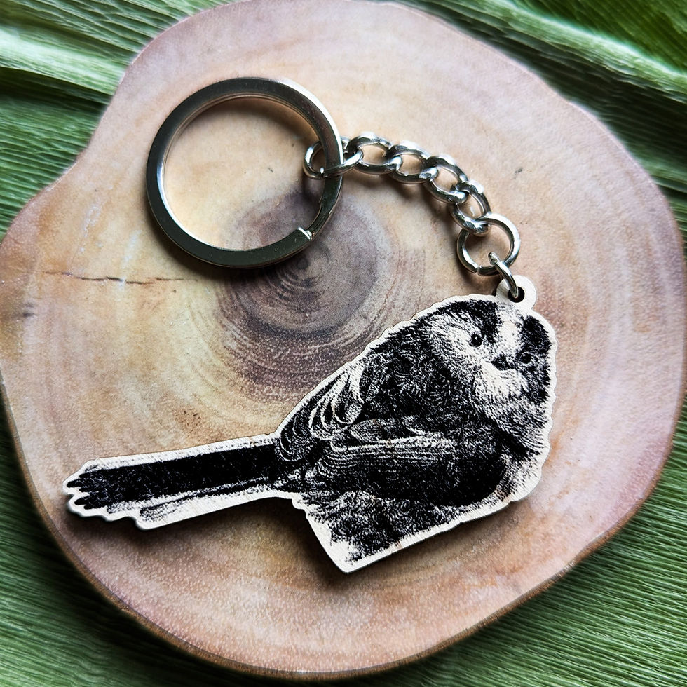 Thumbnail: Long-Tailed Tit Wooden Keyring