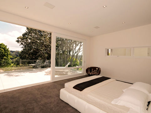 Modern bedroom with views in new Remuera build
