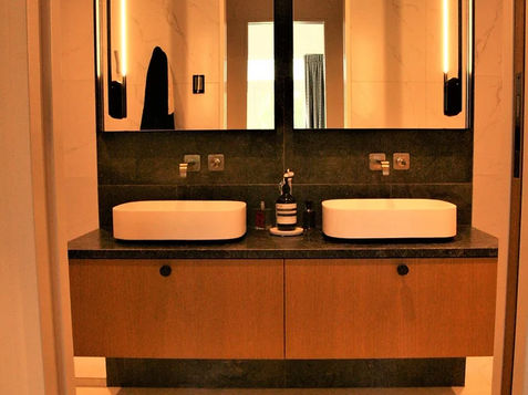 Master ensuite bespoke wall hung double vanity