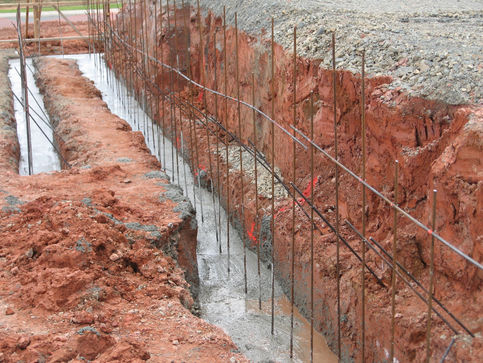 steel rods in concrete channel