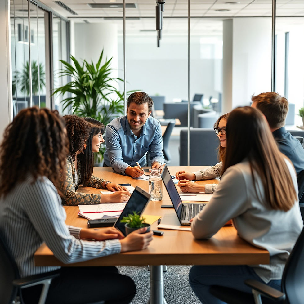 Corporate Office with people working together__Enhance employee well-being, focus, and pro