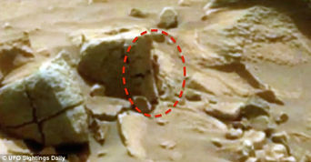 Life on Mars or just a big rock? UFO hunters claim sketchy Nasa snap shows human-like alien but the