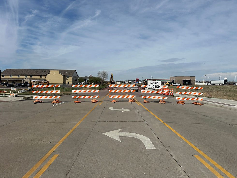 Road Closure Barricades - Looking West