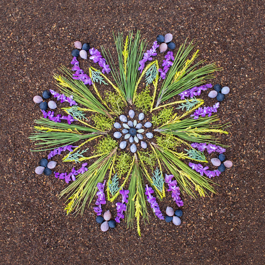 Hand made ephemeral nature mandala art using