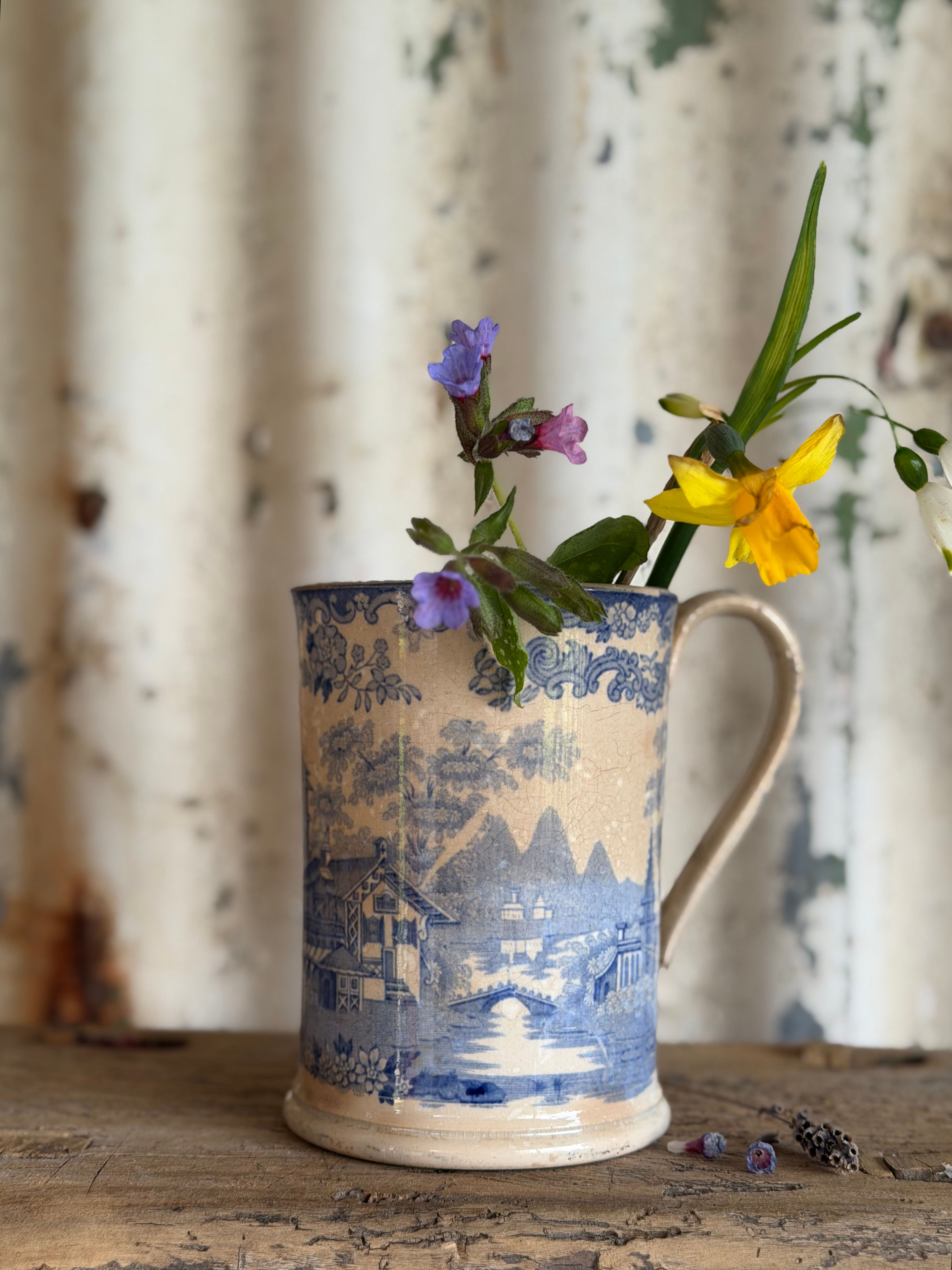 Antique Transferware Large Tankard