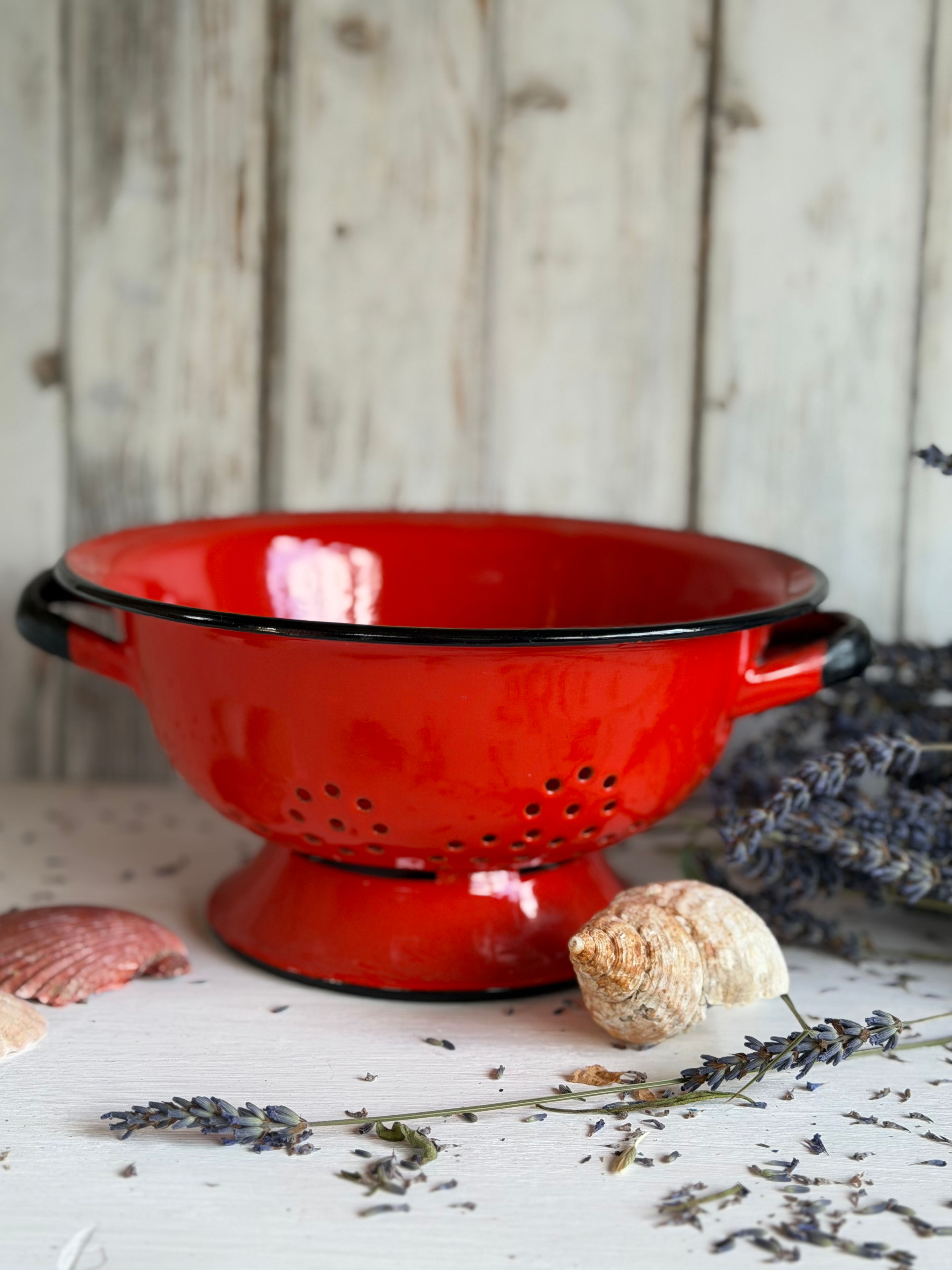 Orange Polish Enamel Colander