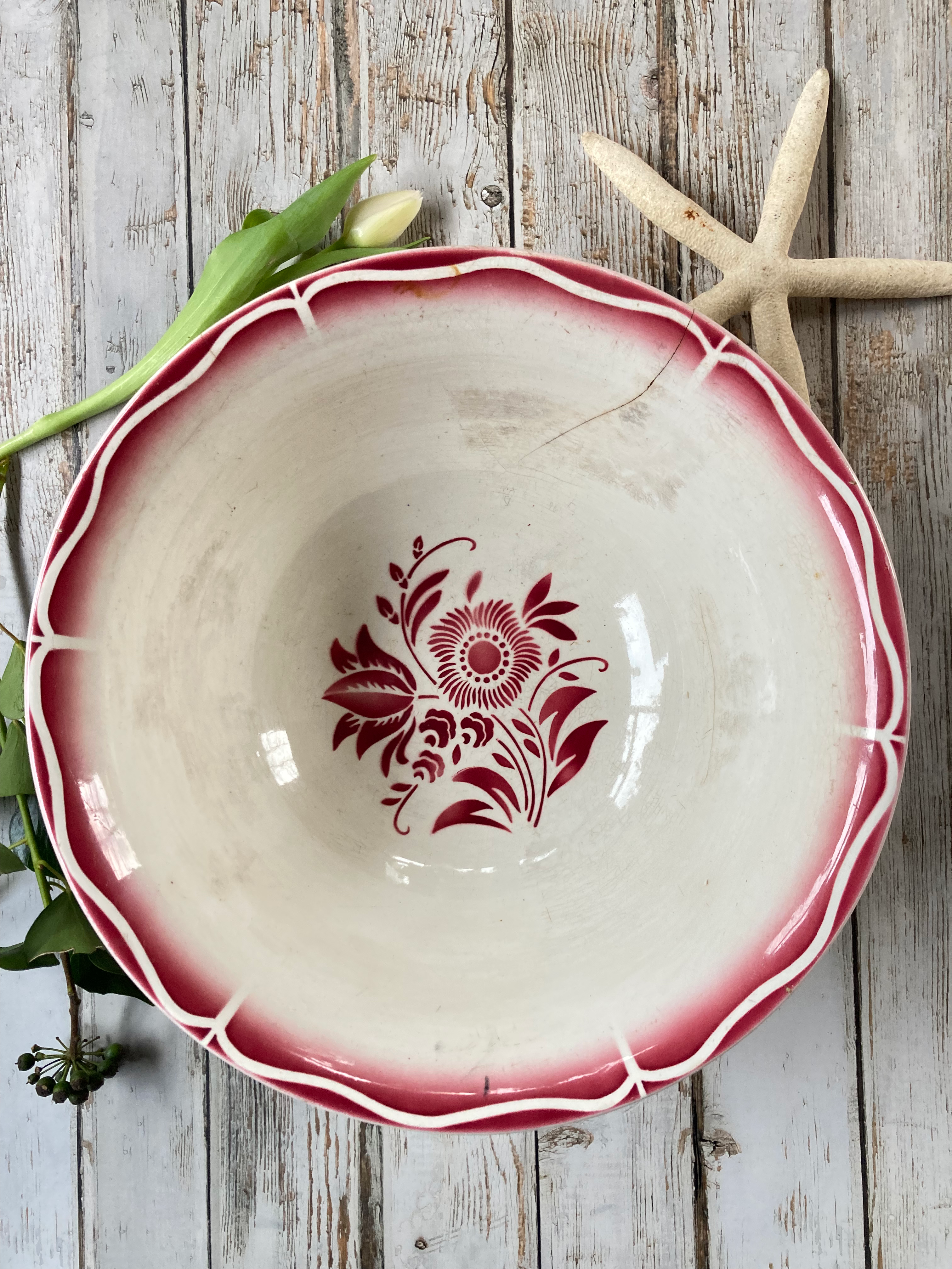 Large French Sarreguemines Bowl